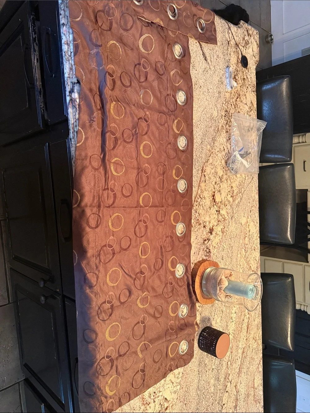 Brown Circle-Pattern Grommet Window Tapestry